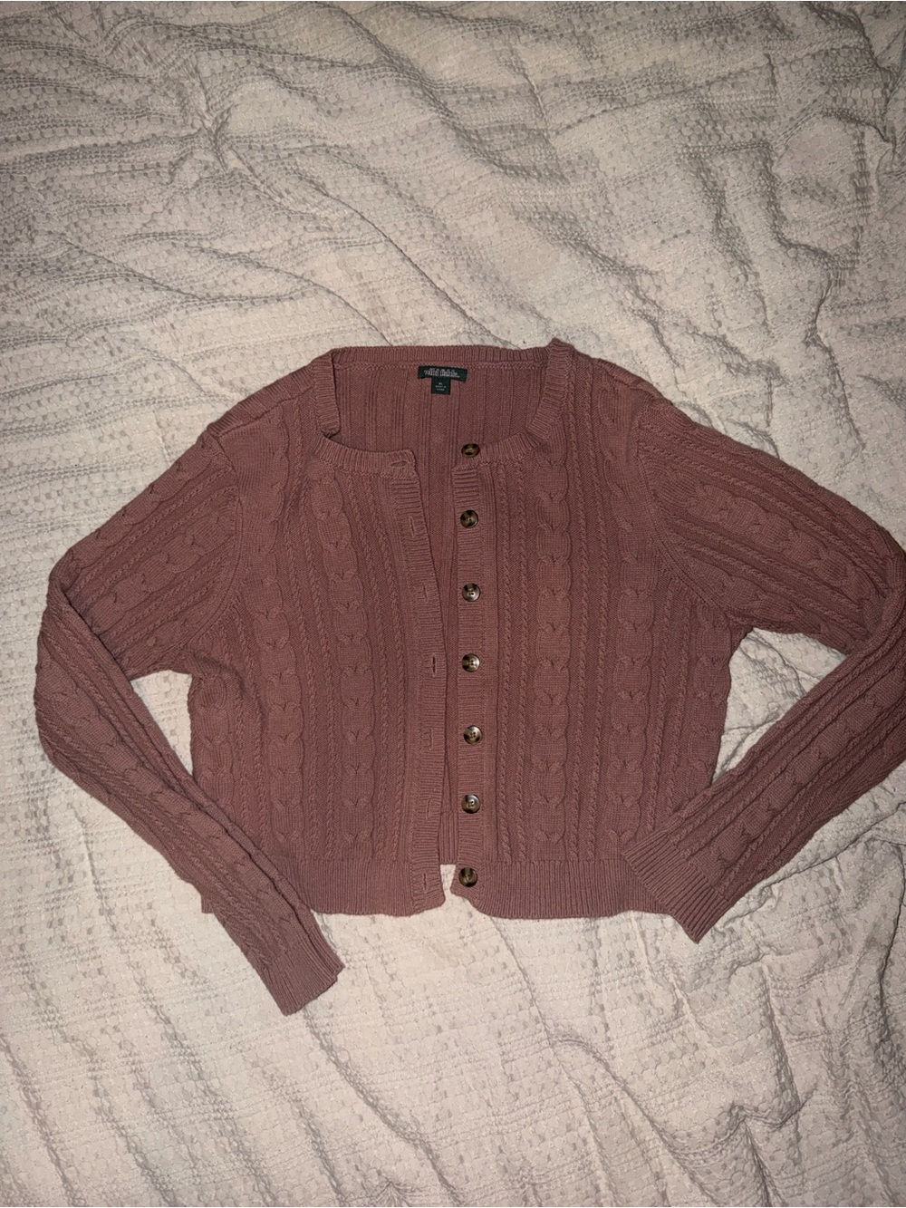 wild fable Cable Knit Button-Front Cardigan - Mauve Pink